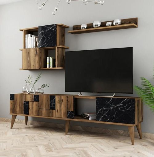 купить Стенка Trendy Madrid, Negru 180x48x33cm в Кишинёве 
