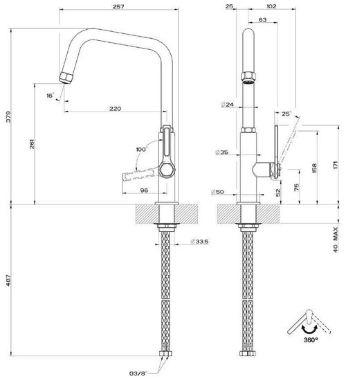 cumpără Bateria bucătărie Gessi 60051-599 Officine Fino: Brushed Nickel / Matte Black în Chișinău 