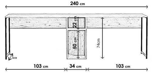 cumpără Masă de birou Trendy L196, Stejar, 240x74x60cm în Chișinău 
