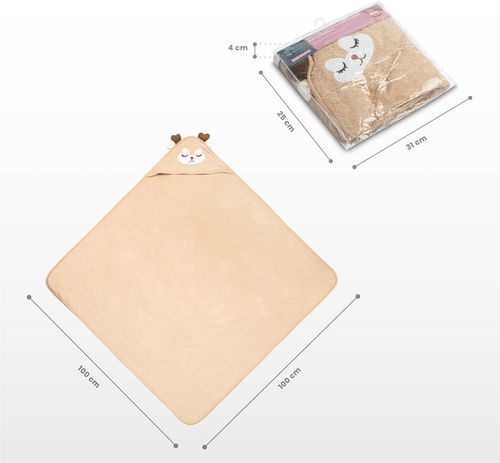 купить Аксессуар для купания Sensillo 0346 Полотенце c капюшоном Bathfriends Оленёнок 100x100 Бежевый (30563) в Кишинёве 