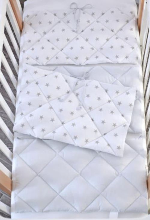 cumpără Protecție laterală pentru pătuț Veres 154.01.05 Бампер из 3 частей Звёздочка Серо-Белый în Chișinău 