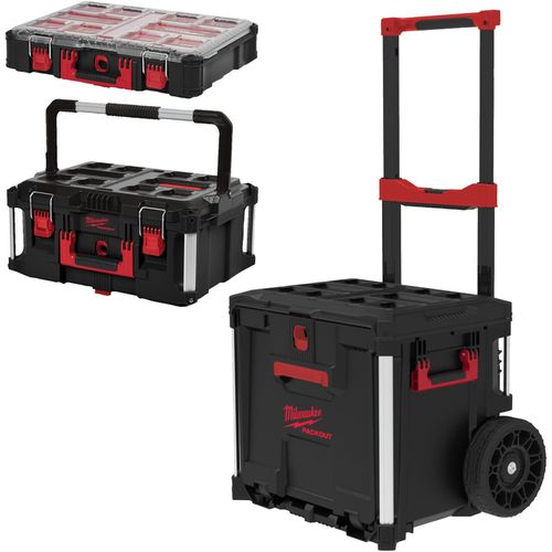 cumpără Sistem de depozitare a instrumentelor Milwaukee 4932498984 Set din 3 cutii PACKOUT cutie cu roti, sertare si organizator în Chișinău 