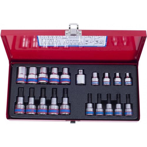 купить Набор головок, бит, насадок King Tony 7120PR01 набор насадок TORX Т10-Т55 с отверстием и головок Е6-Е20, 1/2" и 3/8", 20 пр. в Кишинёве 