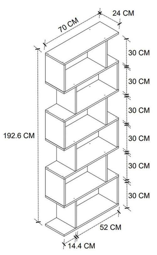 купить Офисный стеллаж Nex Home Зигзаг, 70x24x192 см, Белый (15-60-01) в Кишинёве 