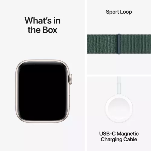 cumpără Ceas inteligent Apple Watch SE 2024 GPS 44mm Starlight Aluminium Case with Lake Green Sport Loop MXEW3 în Chișinău 