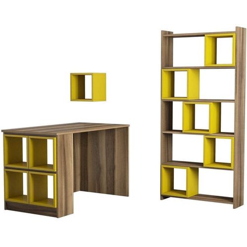 купить Офисный стол Trendy Cutie, Nuc, Galben, cu raft в Кишинёве 