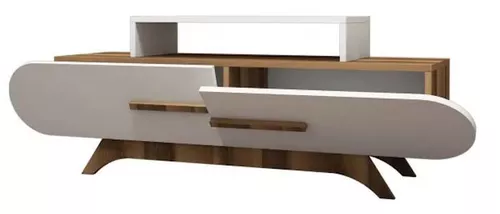 купить Тумба напольная для TV Trendy Trandafir, Nuc, Alb 145x49x36cm в Кишинёве 