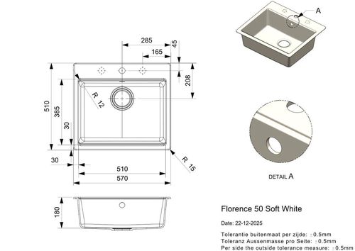купить Мойка кухонная Reginox R41062 Florence 50 Soft White в Кишинёве 