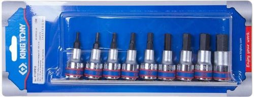 cumpără Set de tubulare, bite, duze King Tony 4110PR набор насадок HEX 6 гран. H3-H14 дл.60мм 1/2", 9 пр. în Chișinău 