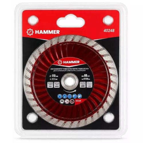 cumpără Disc de tăiere Hammer 40248 diamantat turbo, d115x1.2x7x22.2mm în Chișinău 