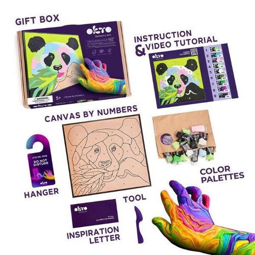 cumpără Set de creație Okto 20000 Pictură pe numere 3D cu plastilină ușoară 29x29сm, Panda în Chișinău 