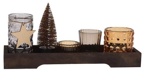 купить Новогодний декор Promstore 48264 Candelabre din sticla 4buc si LED pe brad, tava 9.5X31.5cm в Кишинёве 