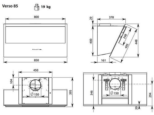 cumpără Hotă Falmec VERSO 85 E.P.CAP. White Glass (109) (w/o filter pack) în Chișinău 