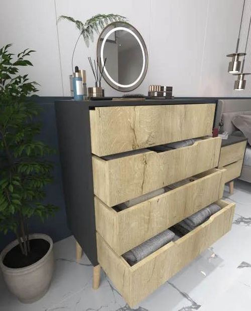 cumpără Comodă Trendy Flora-Anthracite, Sapphire Oak, 78x95x45cm (GTR008146) în Chișinău 