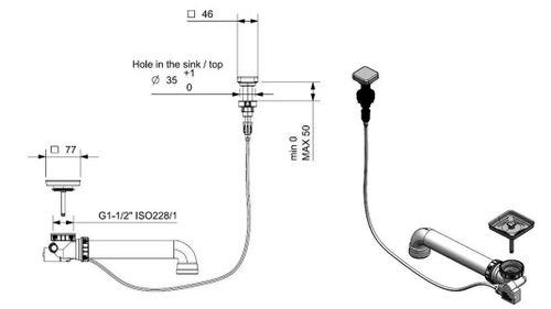 cumpără Ventil click-clack Reginox R22320 Square polished Pop-up în Chișinău 