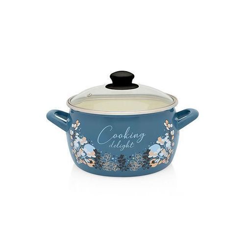 cumpără Cratiță Metalac 51688 эмалированная Blue 20cm, 4.2l, крышка стекло în Chișinău 