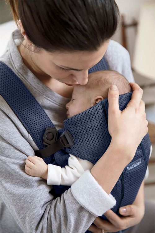 Анатомический рюкзак-кенгуру BabyBjorn Mini Navy Blue 3D Mesh 