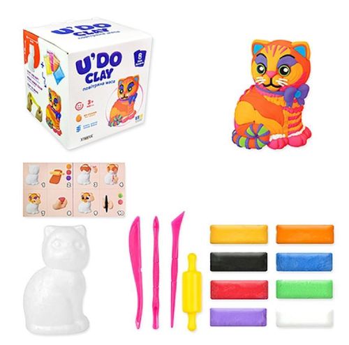 cumpără Set de creație Strateg 57327 U'DO Clay, Pisica (8buc x 15g) în Chișinău 