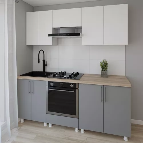 купить Мебель для кухни Smartex (30092) K3 200сm Alb+Grafit в Кишинёве 