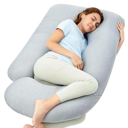 cumpără Pernă pentru gravide și mame care alăptează Momcozy PP102-GR00NB-B Perna pentru gravide in forma de U Cooling Fabric Light Grey în Chișinău 
