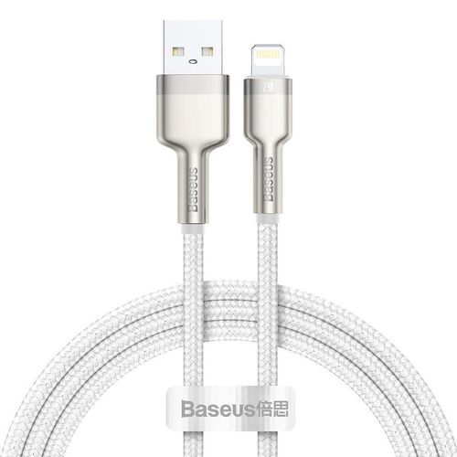 cumpără Cablu telefon mobil Baseus CALJK-B02 USB - Lightning, 2.4A, 2m, Cafule Metal White în Chișinău 
