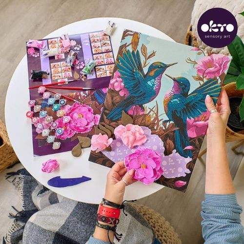 cumpără Set de creație Okto 30012 3D Pictură pe numere cu plastilină ușoară 30×40сm, Colibri îndrăgostiți în Chișinău 
