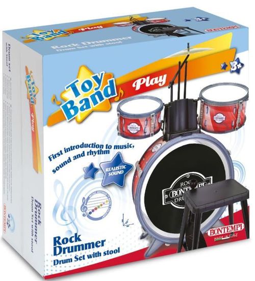 купить Музыкальная игрушка Bontempi 514506 Барабанная установка 4 предмета со стулом и 2 палочками в Кишинёве 