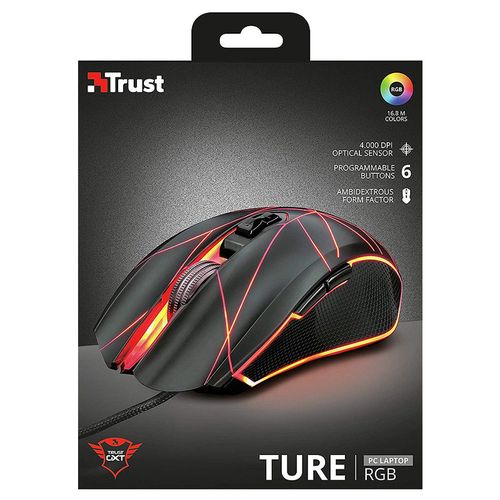 купить Мышь игровая Trust Gaming GXT 160 Ture RGB Mouse, 250 - 4000 dpi, 7 Programmable button, RGB lighting, 1,7 m USB, Black в Кишинёве 