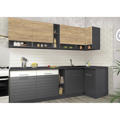 cumpără Mobilă pentru bucatarie Modern Monro 2.6 Stejar Craft Auriu/Alb Lucios/Gri în Chișinău 