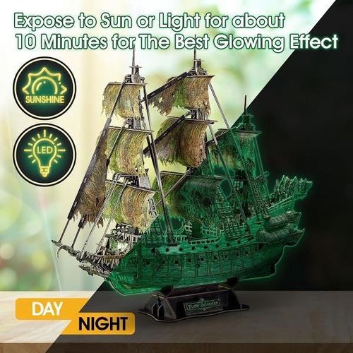 cumpără Set de construcție Cubik Fun T4041h 3D puzzle Corabie de pirați Olandezul zburător, strălucește în întuneric, 360 elemente în Chișinău 