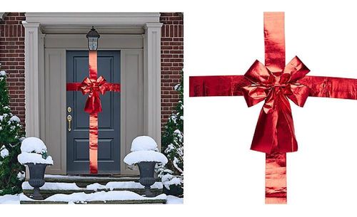 купить Новогодний декор Promstore 56462 Fundita decorativa pentru usă 33x10x42сm, stofa brocart rosie в Кишинёве 