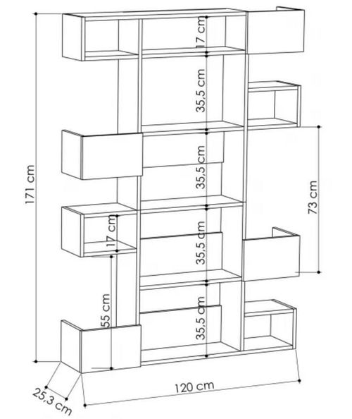 купить Офисный стеллаж Trendy Niho, Alb, Stejar 120x171x20cm, raft de carti в Кишинёве 