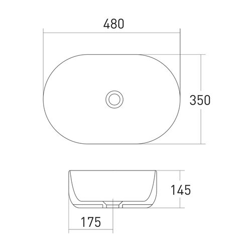 Lavoar BLACK AMADEUS M, 48 * 35 * 14,5 cm oval negru cu suprafață 