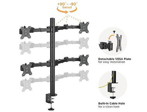 купить Brateck LDT33-C048 Quad Monitors Steel Articulating Monitor Arm, for 4 monitors, Clamp-on, 17"-32", +35 в Кишинёве 