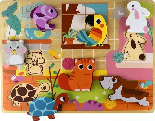 купить Головоломка Tooky Toy R25 / 9 (72899) деревянная с питомцами TH635 в Кишинёве 