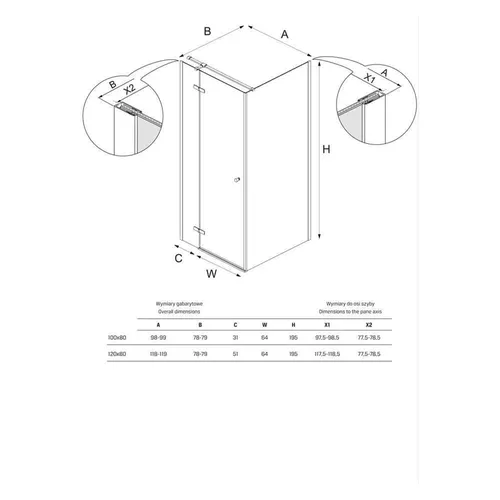 купить Душевая кабина New Trendy Kalibra Rectangular 100x80x195 6mm Active Shield K-4983 в Кишинёве 