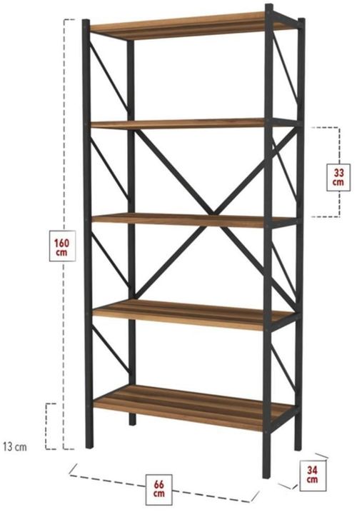 cumpără Raft de birou Fabulous Shelves Metal 5 sectiuni (Walnut/Black) în Chișinău 