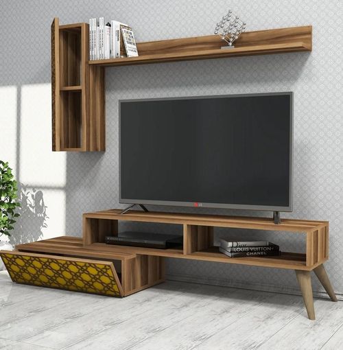 cumpără Set mobilă living Trendy Planeta, Nuc, Galben 150x37x37cm în Chișinău 