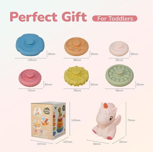 купить Игрушка miscellaneous 11405 Piramida cu 6 inele Unicorn/Dino 712048/712049 в Кишинёве 