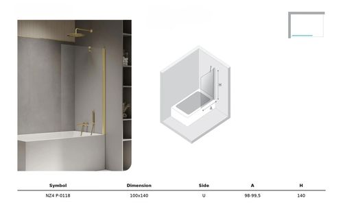 cumpără Paravan de duș New Trendy Paravan New Soleo Light Gold 100x140 P-0118 în Chișinău 