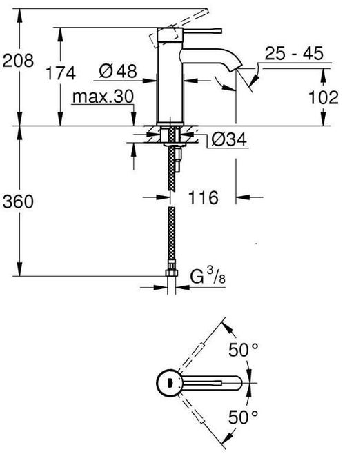 купить Смеситель для умывальника Grohe Essence Brushed Hard Graphite Lavoar S 24172AL1 в Кишинёве 