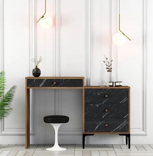 cumpără Măsuţa de toaletă Trendy Lizbon 555, Nuc, Negru, 124x84x40cm(masa de machiaj) (GTR001464) în Chișinău 