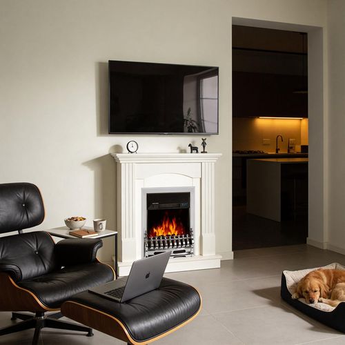 cumpără Șemineu electric ArtFlame Nobira & Galileo silver, 950x920x240mm, Alb în Chișinău 