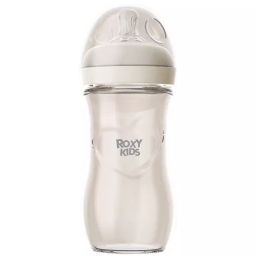 cumpără Cană cu pai Roxy Kids RBTL-008-GLA-I Бутылочка для кормления Natural, стекло, 240мл, 3+ în Chișinău 