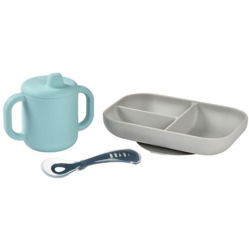 купить Посуда для кормления Beaba B913526 Learning Set + Cup Blue в Кишинёве 