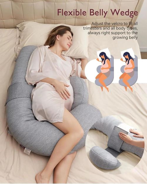 купить Подушка для мам Momcozy PP006-GR00NB-C Perna pentru maternitate in forma F Air Layer Grey в Кишинёве 