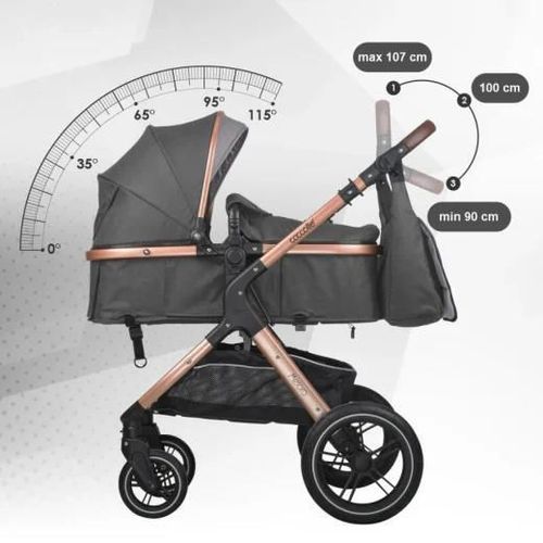 cumpără Сărucior pentru copii Coccolle Melora Diamond Black, 3in1 cu landou transformabil în Chișinău 