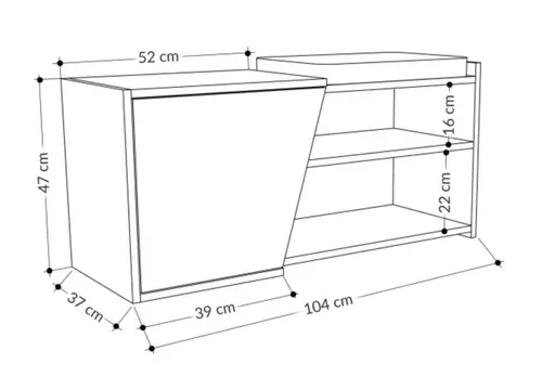 cumpără Raft pentru încălțăminte Trendy Fiona, Stejar, Antracit 104x37x47cm în Chișinău 