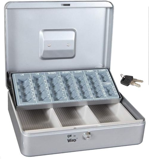 cumpără Cashboxe Viro 5286 Silver (90x300x240) cu cheie, art.03.033 în Chișinău 