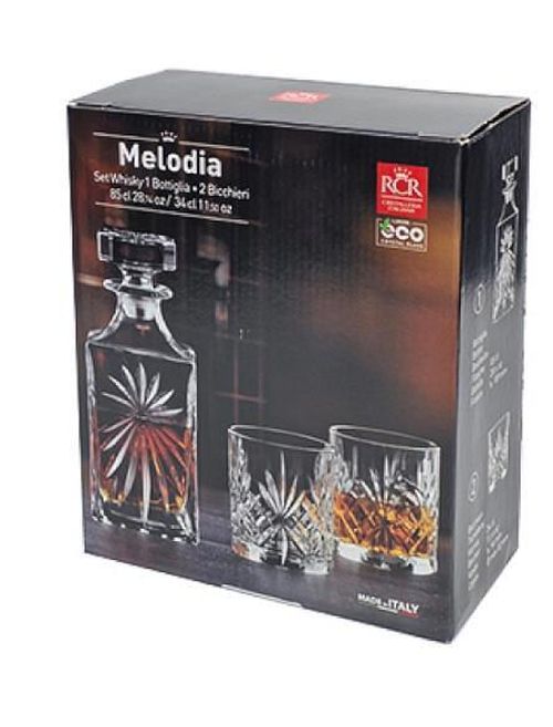 купить Посуда для напитков RCR 26840 Set carafa 850ml si 2 pahare pentru whisky 340ml Melodia в Кишинёве 